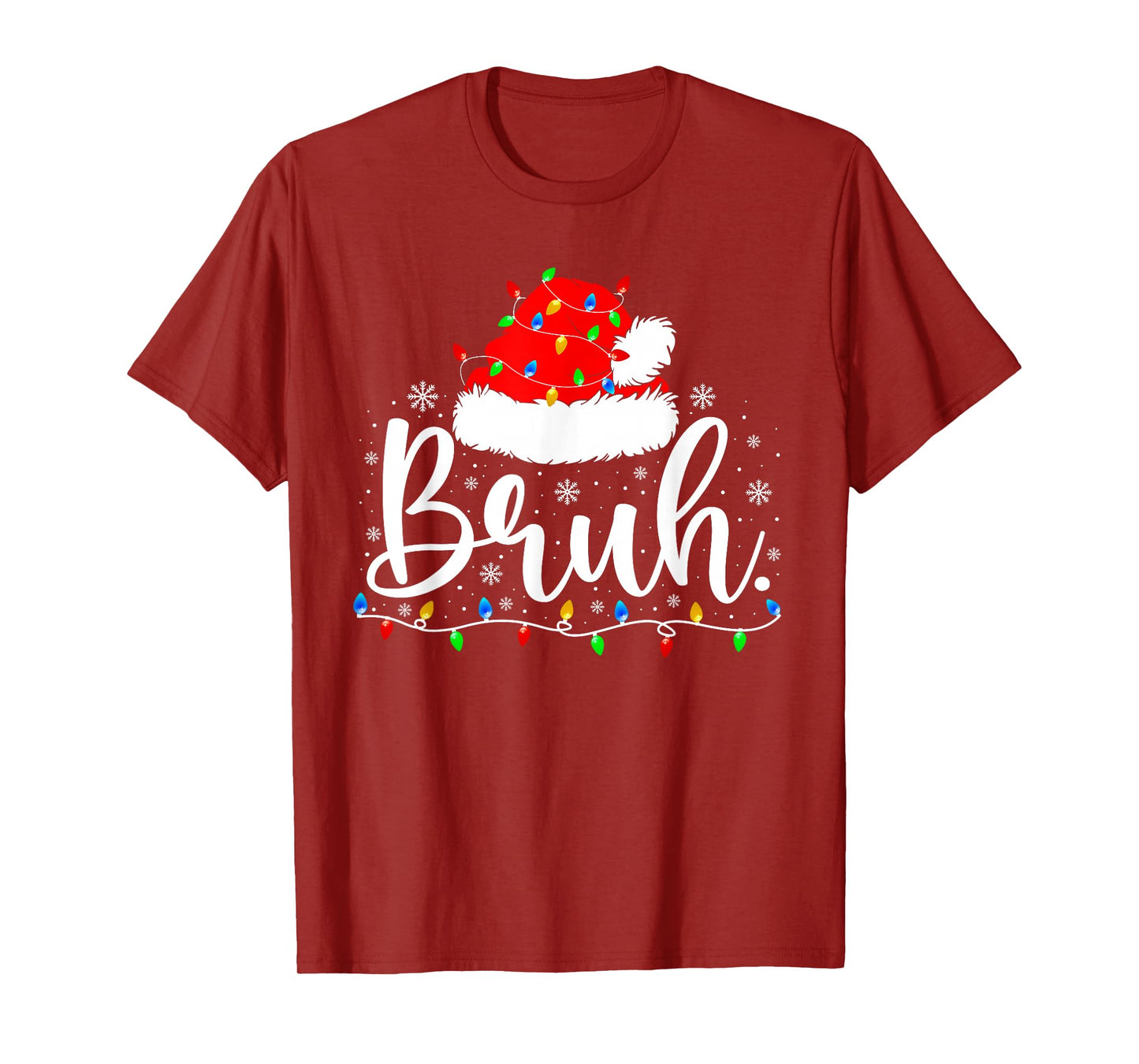 Bruh Funny Christmas Santa Hat Teens Kids Xmas Pajamas T-Shirt