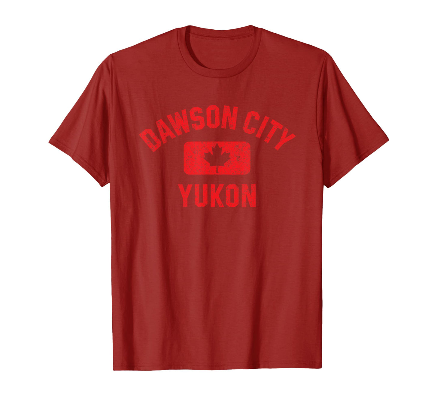 Dawson City Yukon Gym Style Distressed Red Print T-Shirt