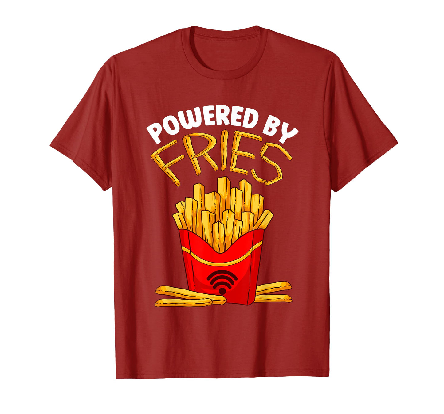 Powered By Fries Funny French Fry Fitness Trainer Gym Carbs T-Shirt
