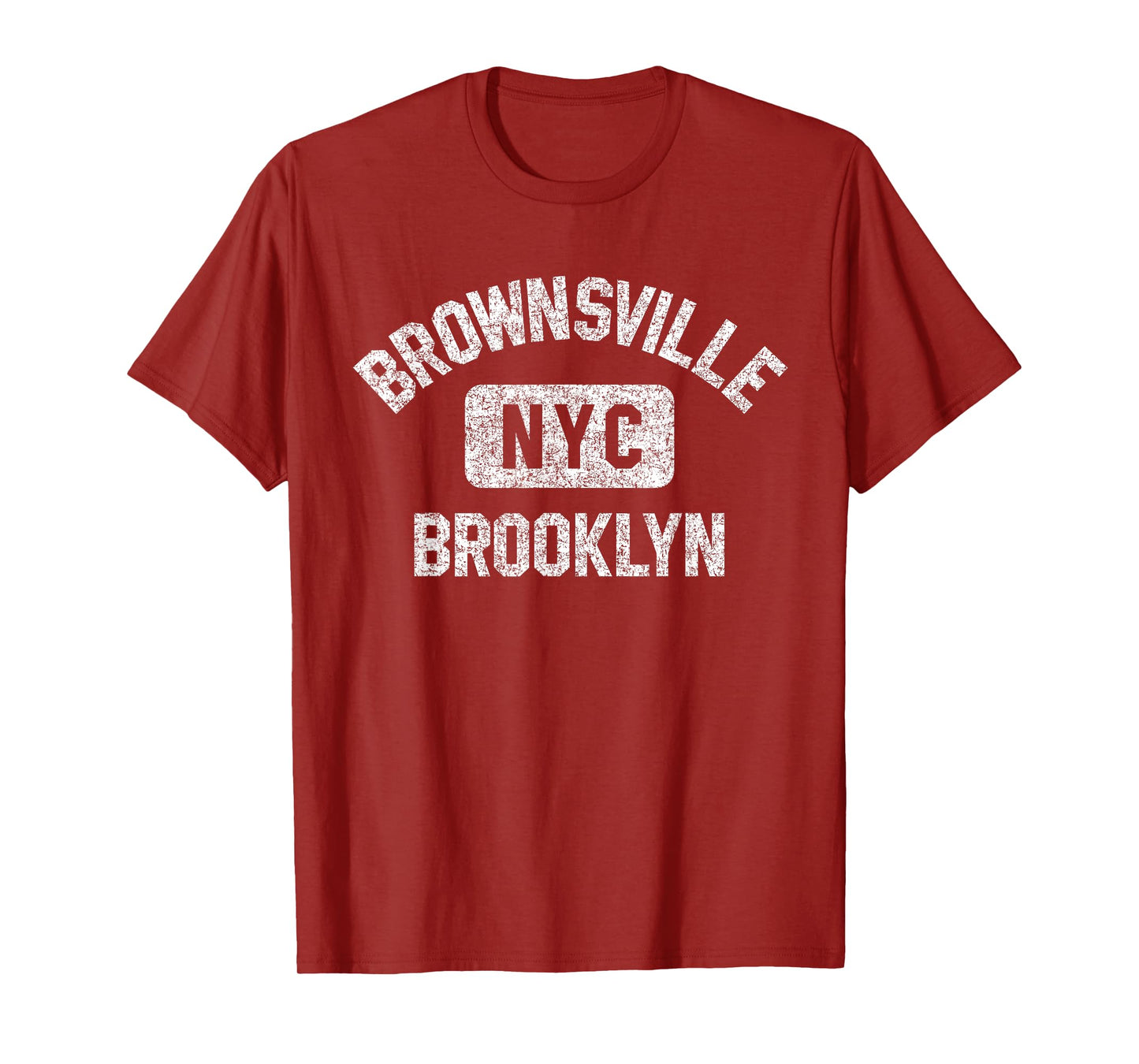 Brownsville Brooklyn Gym Style Distressed White Print T-Shirt