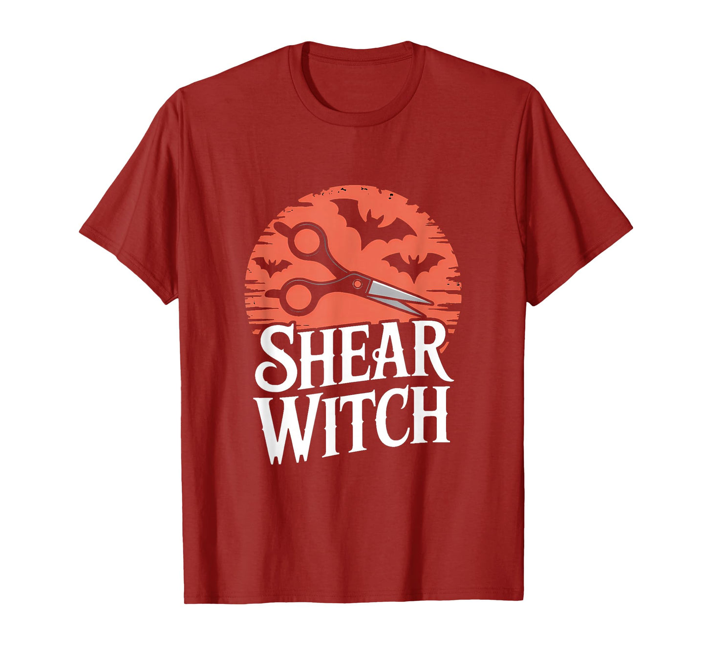 Shear Witch Hairdresser Retro Bats Circle T-Shirt