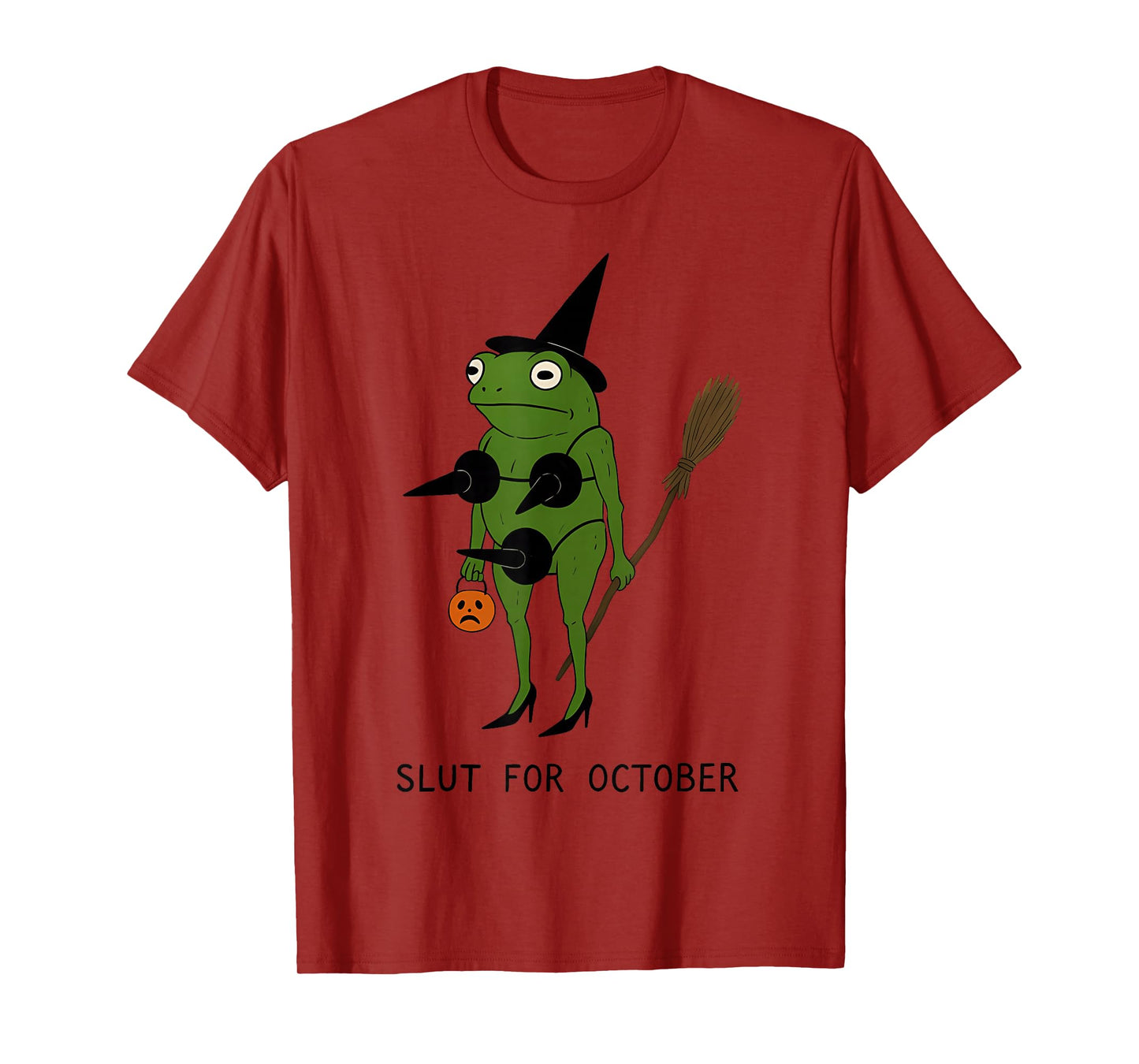 Slut for October Funny Halloween Witch Frog T-Shirt