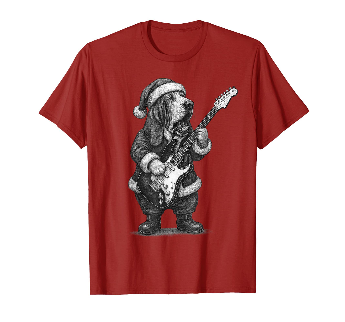 Basset Hound Playing Guitar Christmas Dog Lover T-Shirt