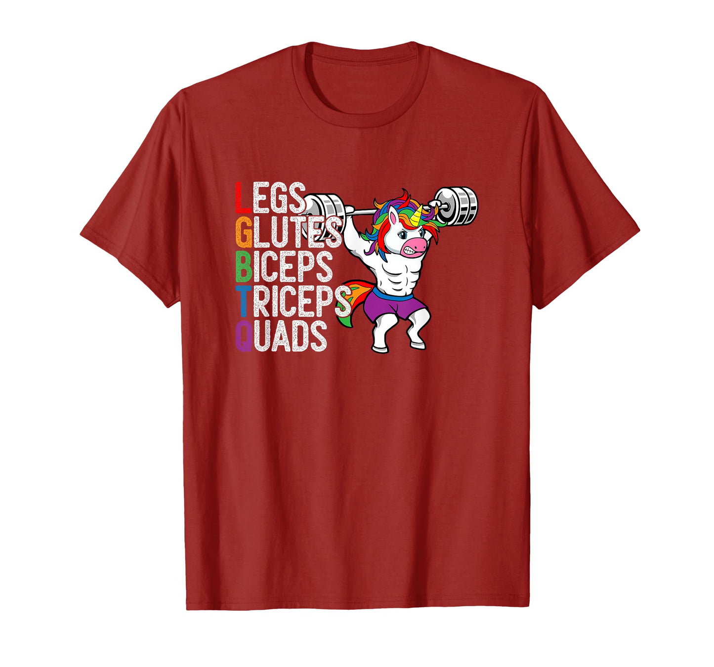 LGBTQ Lats Glutes Biceps Triceps Quads Weightlifting Unicorn T-Shirt