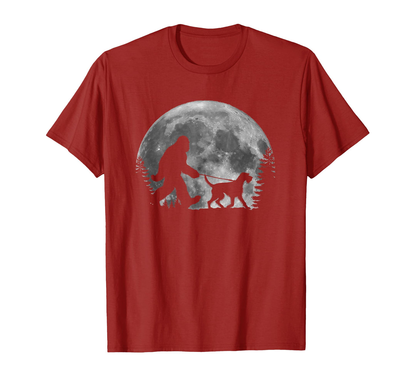 Bigfoot Walking a Dog German Wirehaired Pointer Halloween T-Shirt