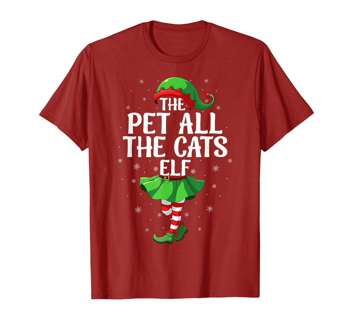 Pet All The Cats Elf Christmas Girls Women Elf Squad Family T-Shirt