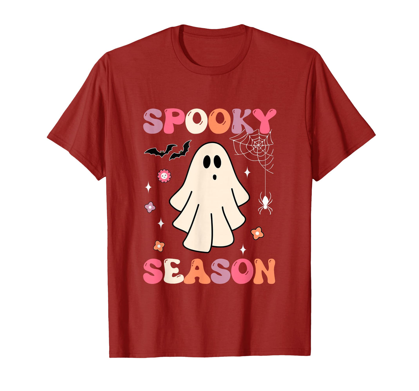 Retro Groovy Halloween Funny Cute Ghost Spooky Season T-Shirt