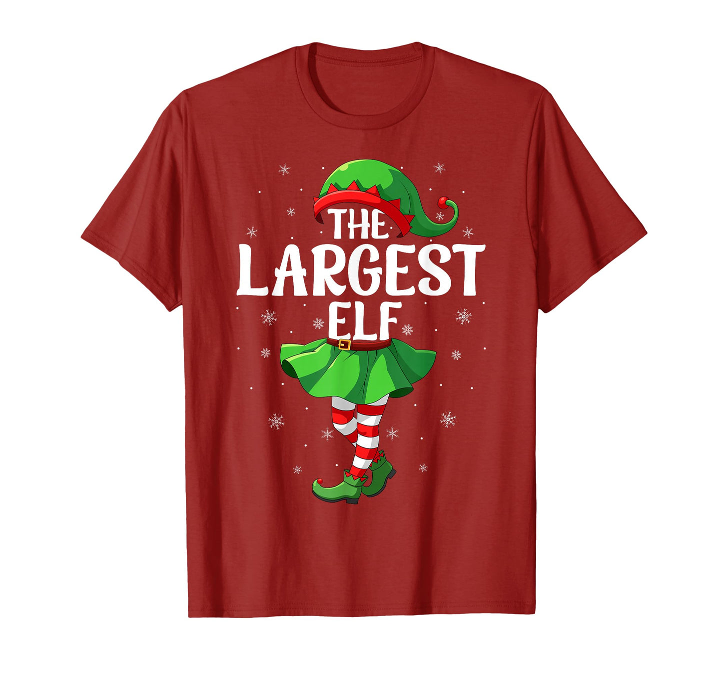 Largest Elf Christmas Girls Women Elf Squad Xmas Family T-Shirt