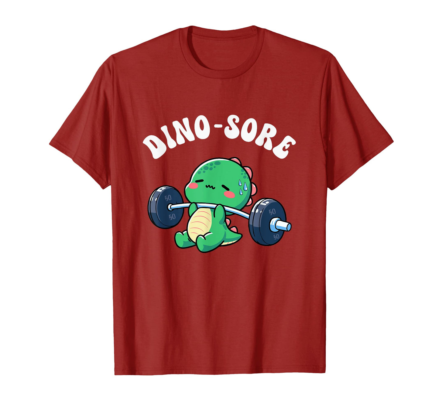 Dino Sore Gym Workout Lifting Weights Fitness Dino Saur Gym T-Shirt