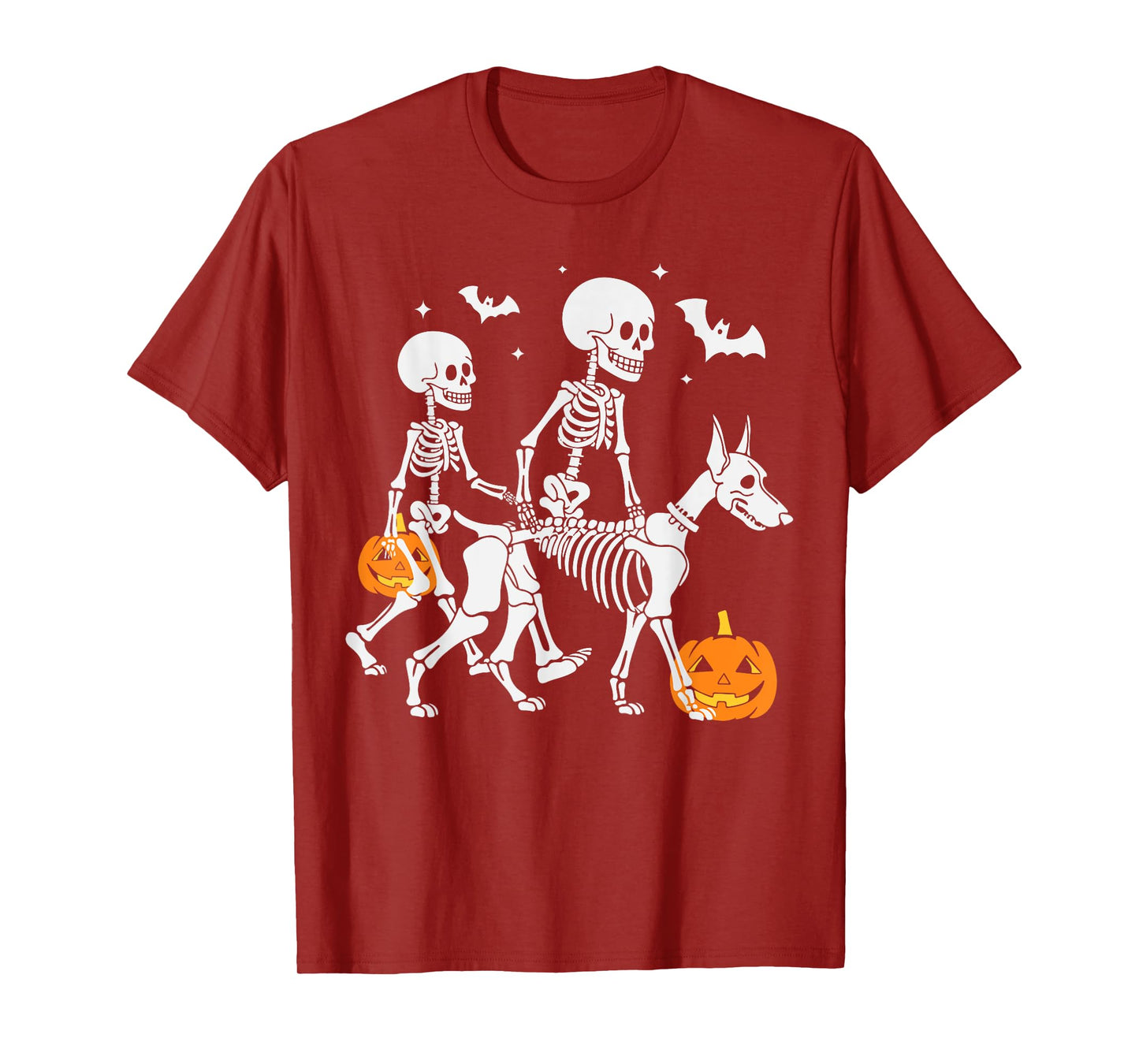 Halloween Skeleton Walking Doberman Dog T-Shirt
