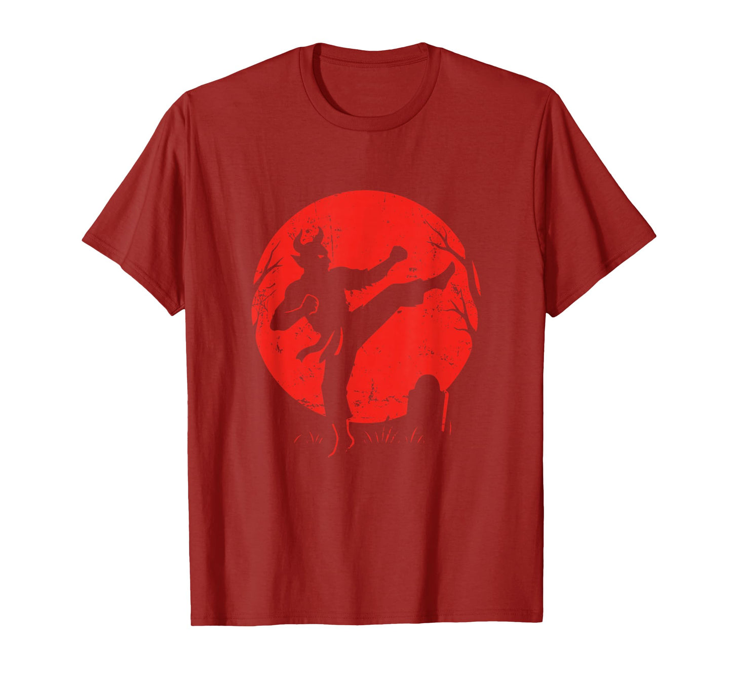 Demon Karate Kick Under Moon T-Shirt