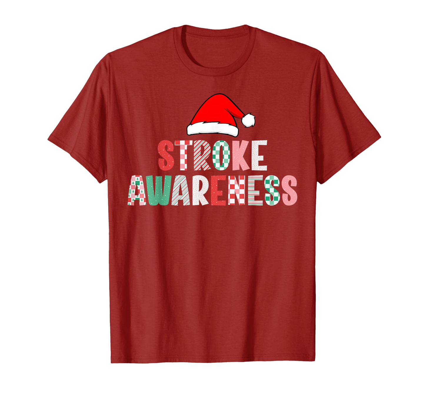 Stroke Awareness Santa Hat Stroke Survivor Christmas T-Shirt