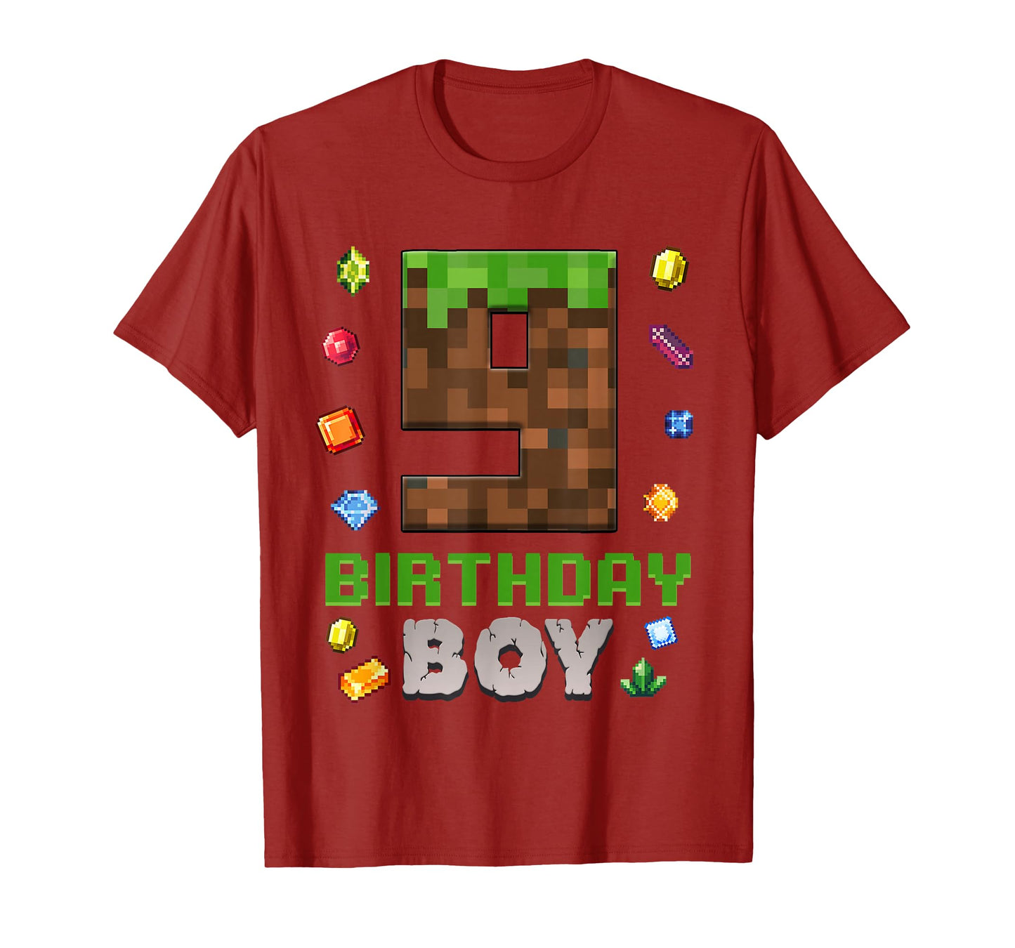 9th Birthday 9 Years Old Video Gamer Pixel Birthday Boys T-Shirt
