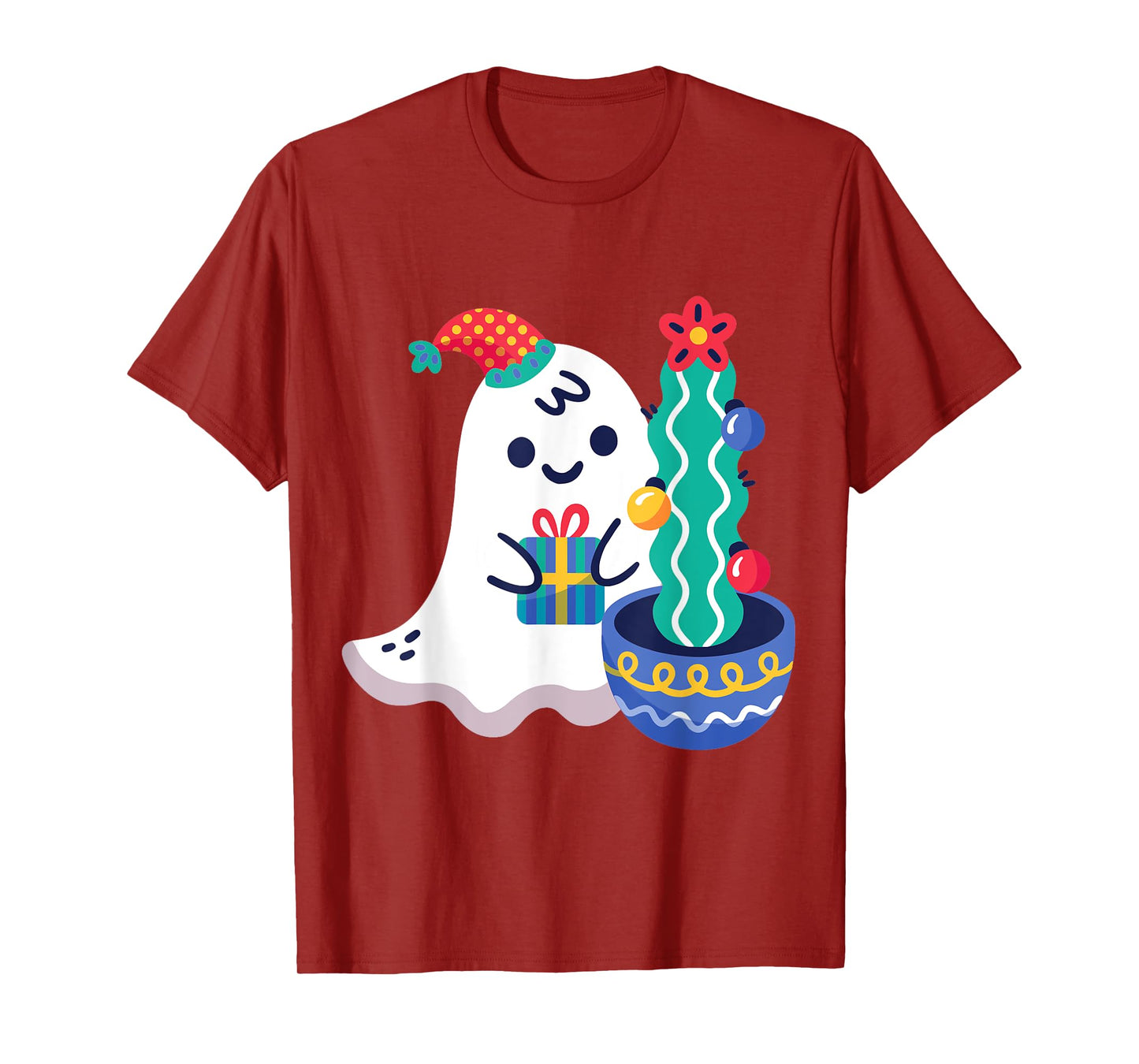 Ugly Christmas Ghost Xmas Cactus Santa Claus Cute Gothic T-Shirt