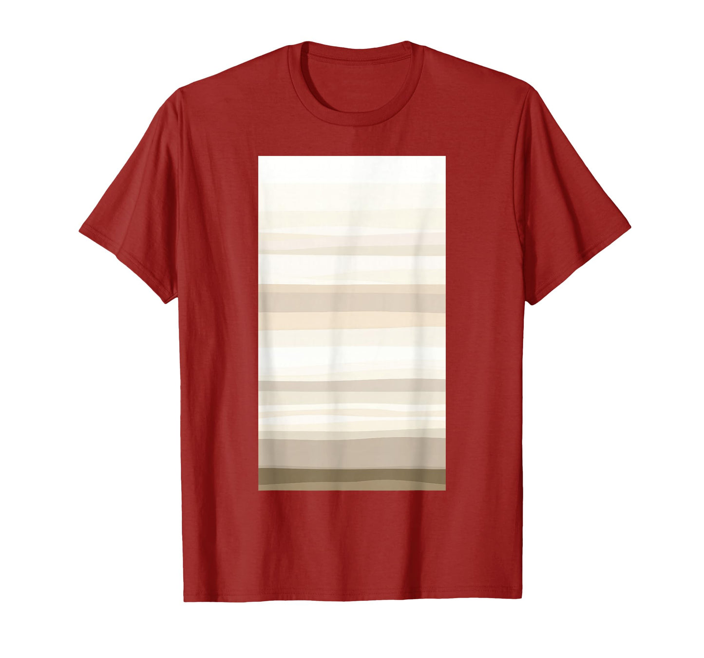 Beige Tan Horizontal Stripes Pattern Minimalist T-Shirt