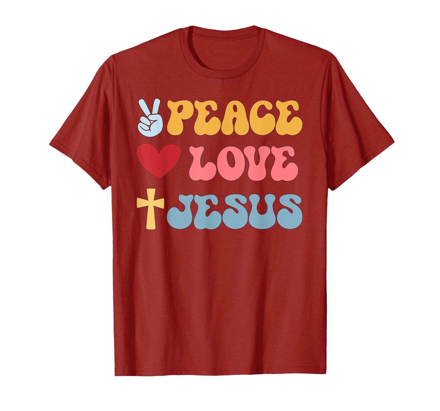 Groovy Peace Love Jesus Christian 70's Hippie T-Shirt