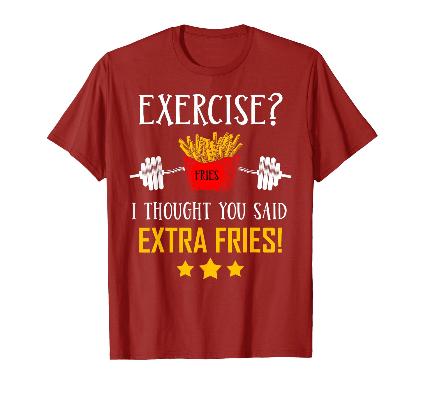 Extra Fries Clothing Apparel Novelty Gift Black Unisex Modern Letter Print T-Shirt