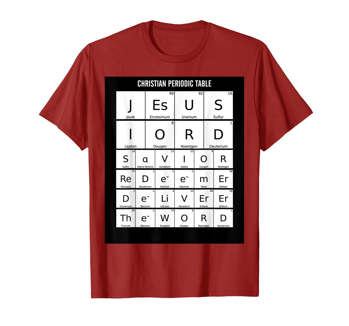 Periodic Table Christian Jesus Elements Science Nerd T-Shirt