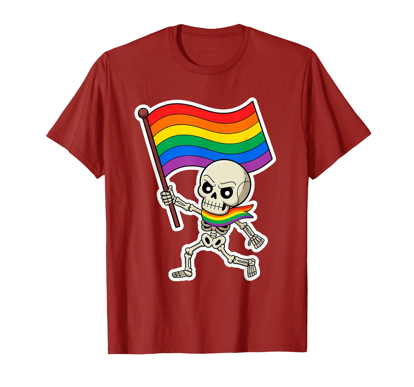 Skeleton LGBT-Q Pride Flag Lazy Halloween Costume Gay Ally T-Shirt