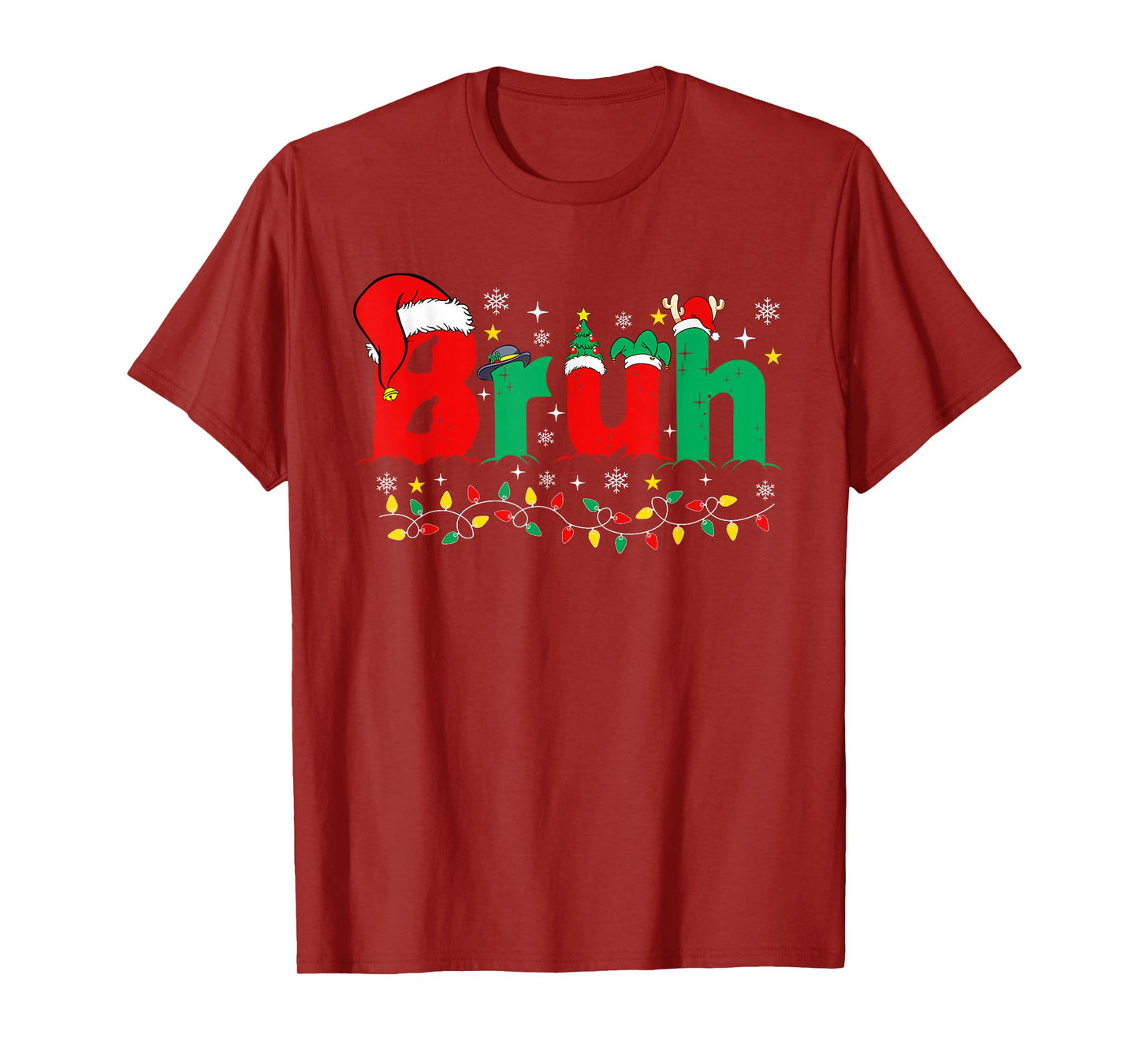 Bruh Funny Christmas Red Plaid Teens Boys Kids Xmas Pajamas T-Shirt