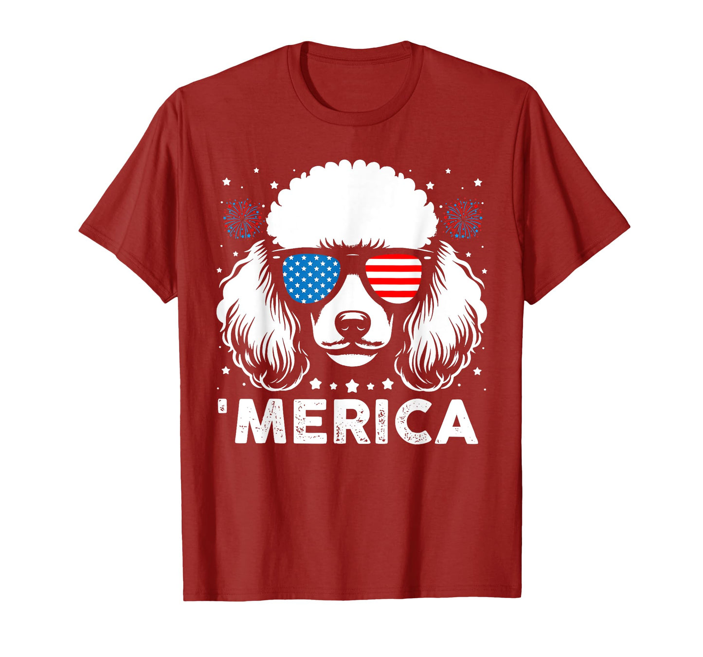 Vintage Poodle Dog Merica Patriotic USA Flag 4th Of July T-Shirt