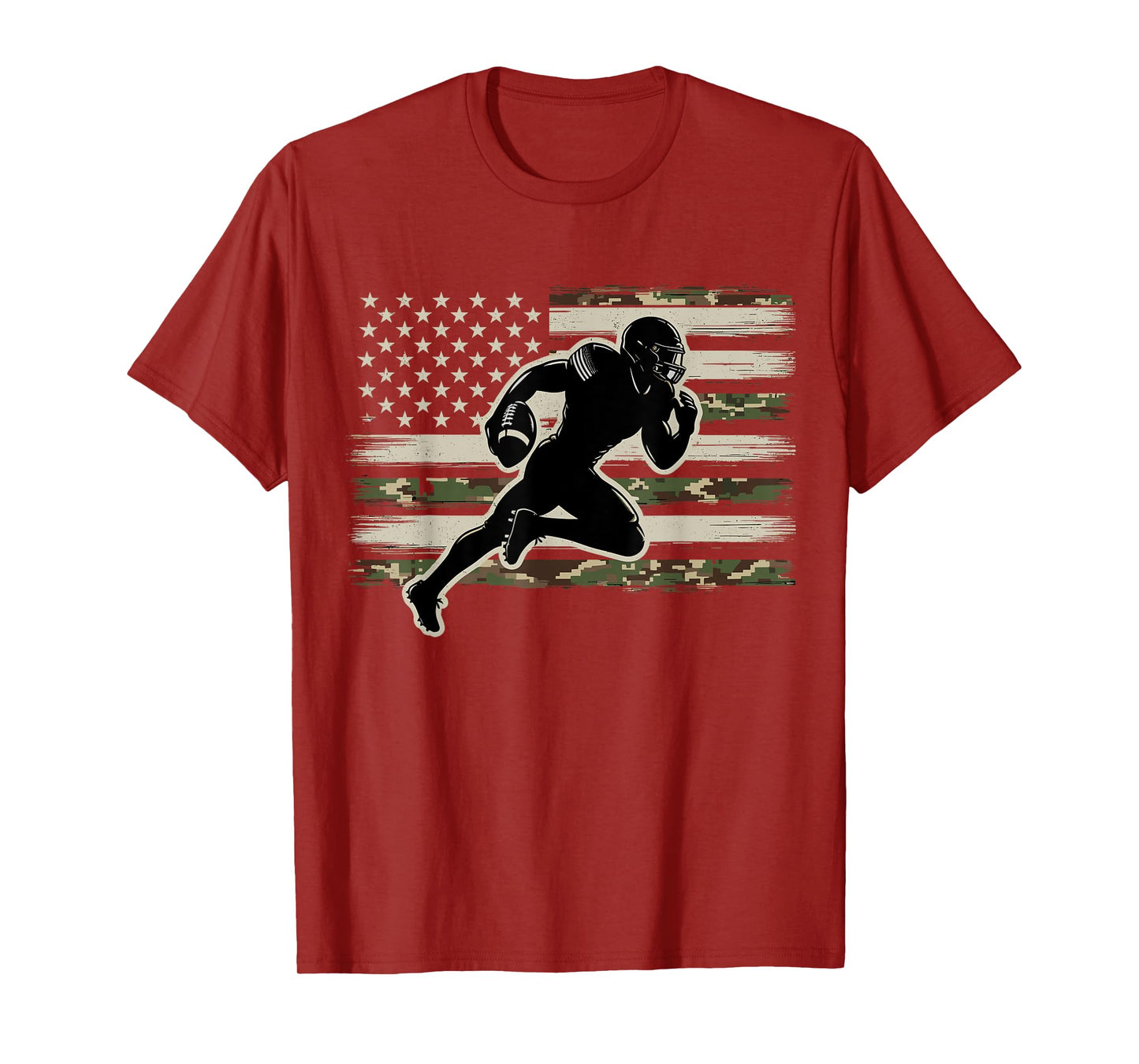 Football Camo US Flag American Football Player T-Shirt