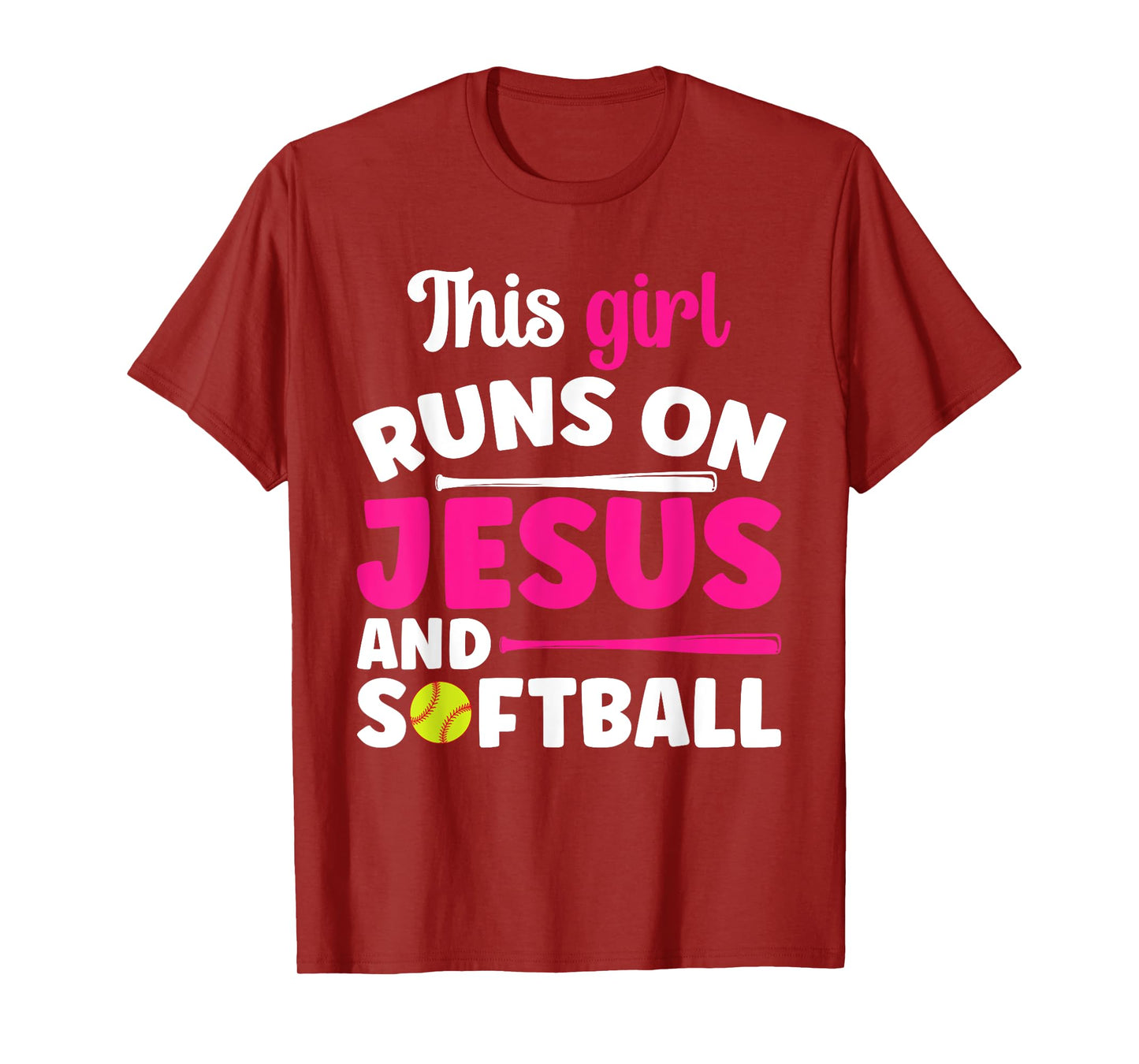 This Girl Runs On Jesus And Softball Christian Athlete T-Shirt