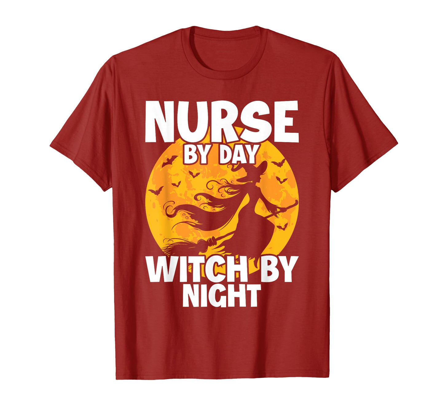 Funny Halloween Nurse by Day Witch Night Women T-Shirt