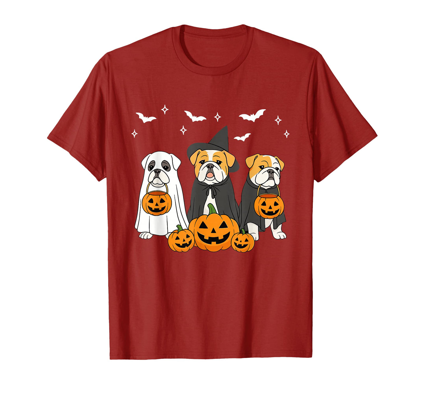 Witch English Bulldog Halloween Ghost Bulldog Dog Mom T-Shirt