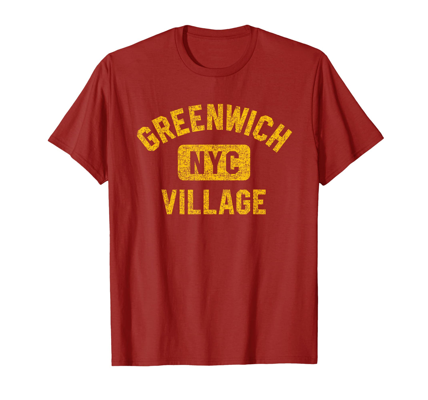 Greenwich Village NYC Gym Style Distressed Amber Print T-Shirt
