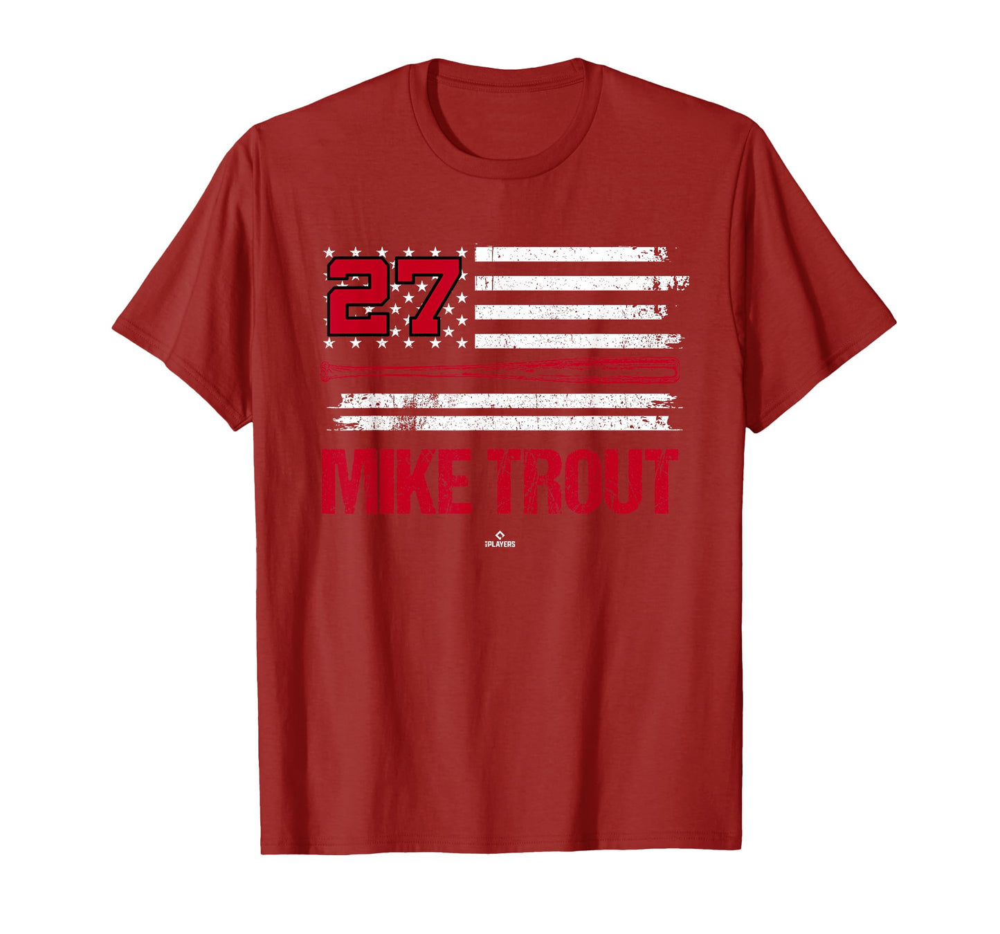 USA Flag Bat Mike Trout Los Angeles Baseball MLBPA T-Shirt