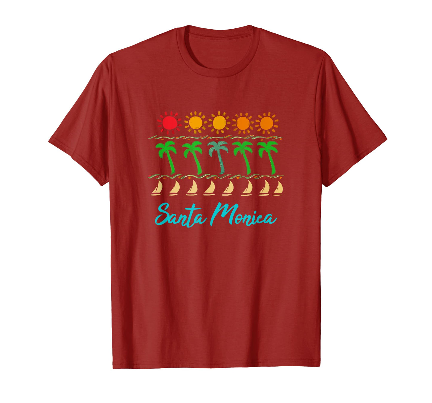 Santa Monica California Souvenirs Tropical Beach Graphic T-Shirt