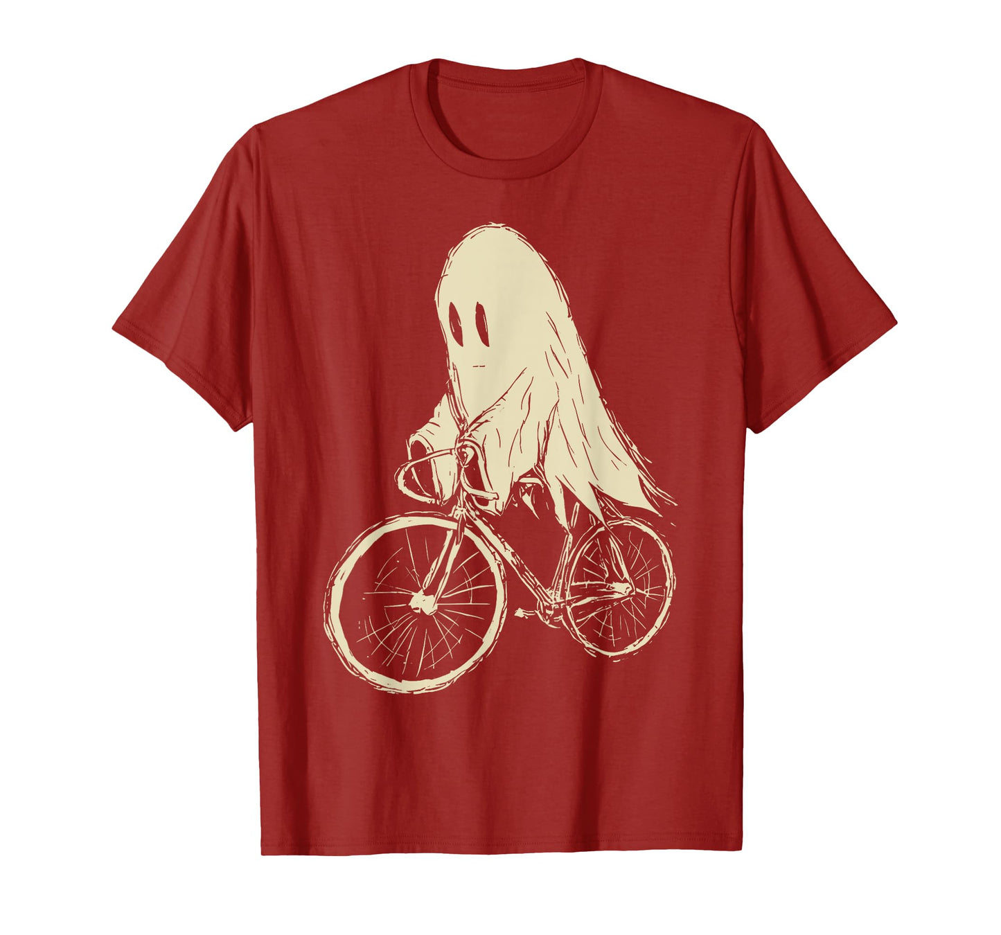 Vintage Ghost Riding Bicycle Cycing Biking Halloween T-Shirt
