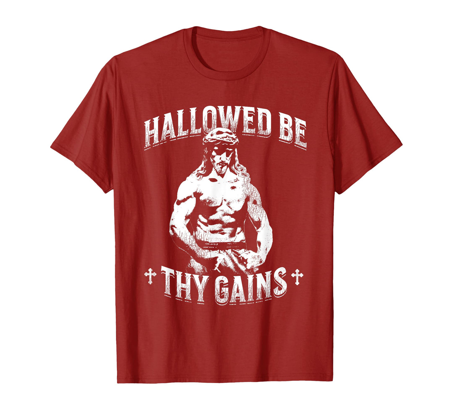 Funny Hallowed Be Thy Gains Fitness Vintage Jesus T-Shirt