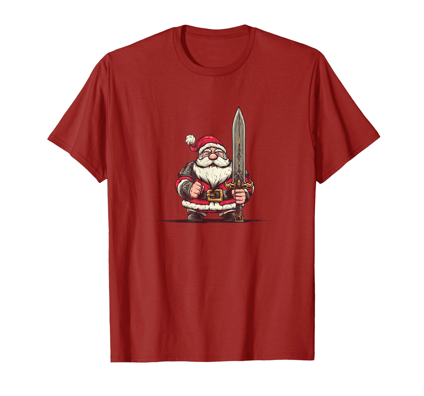 Cool Santa Claus with Fantasy Sword Costume for Xmas T-Shirt