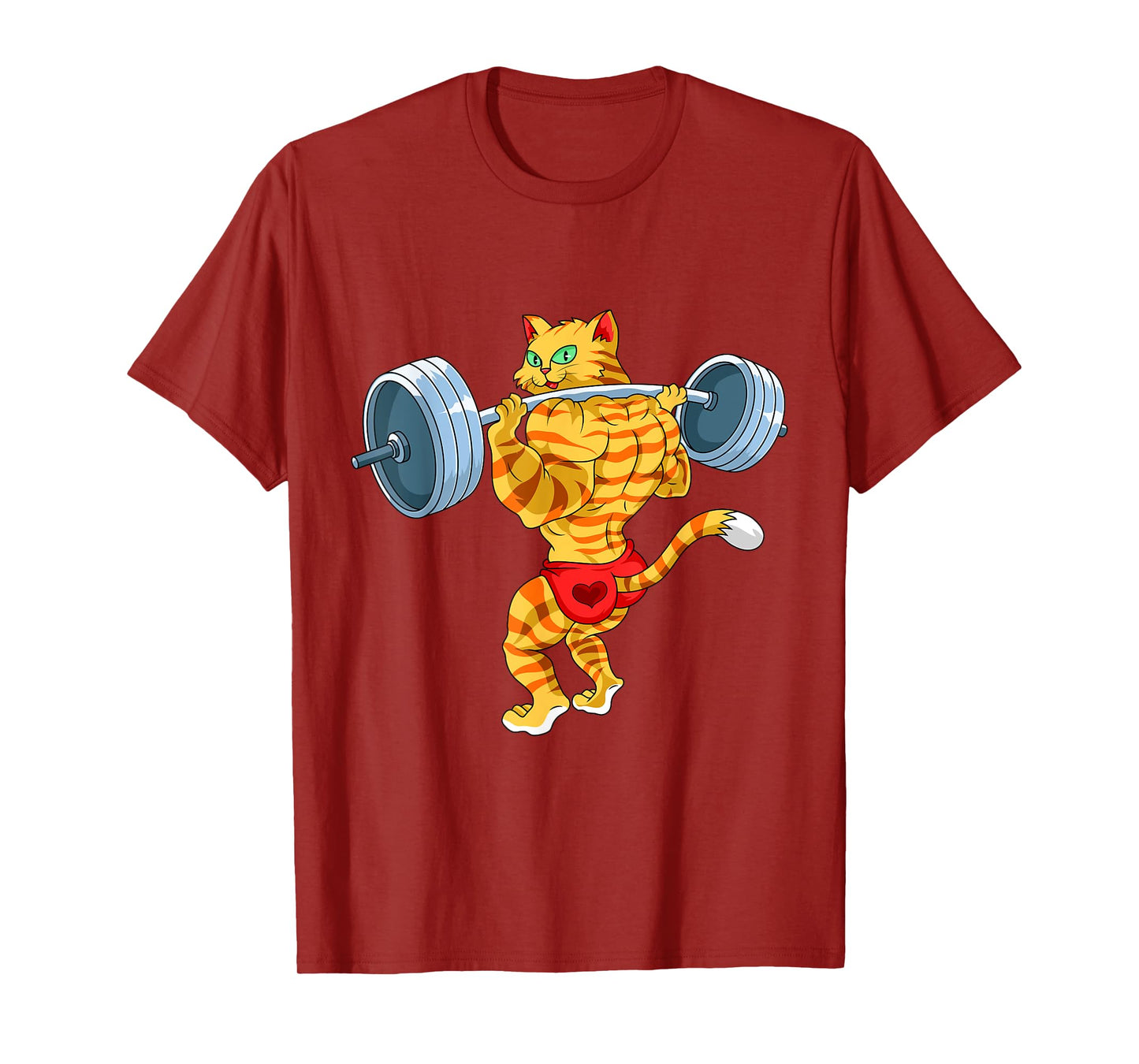 Weightlifing Barbell - Funny Workout Gym Weightlifting Cat T-Shirt for Men Women