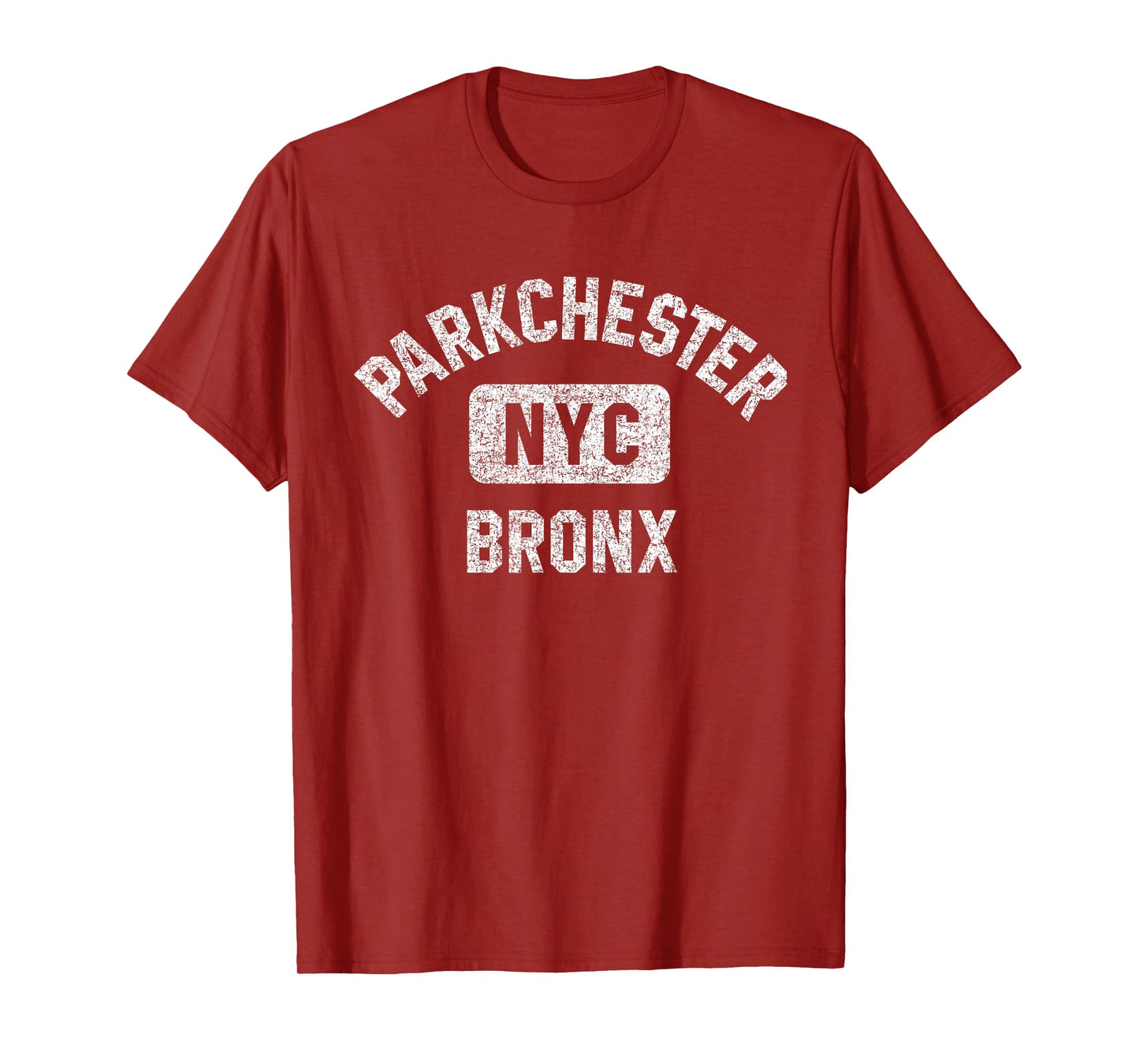 Parkchester Bronx NYC Gym Style Distressed White Print T-Shirt