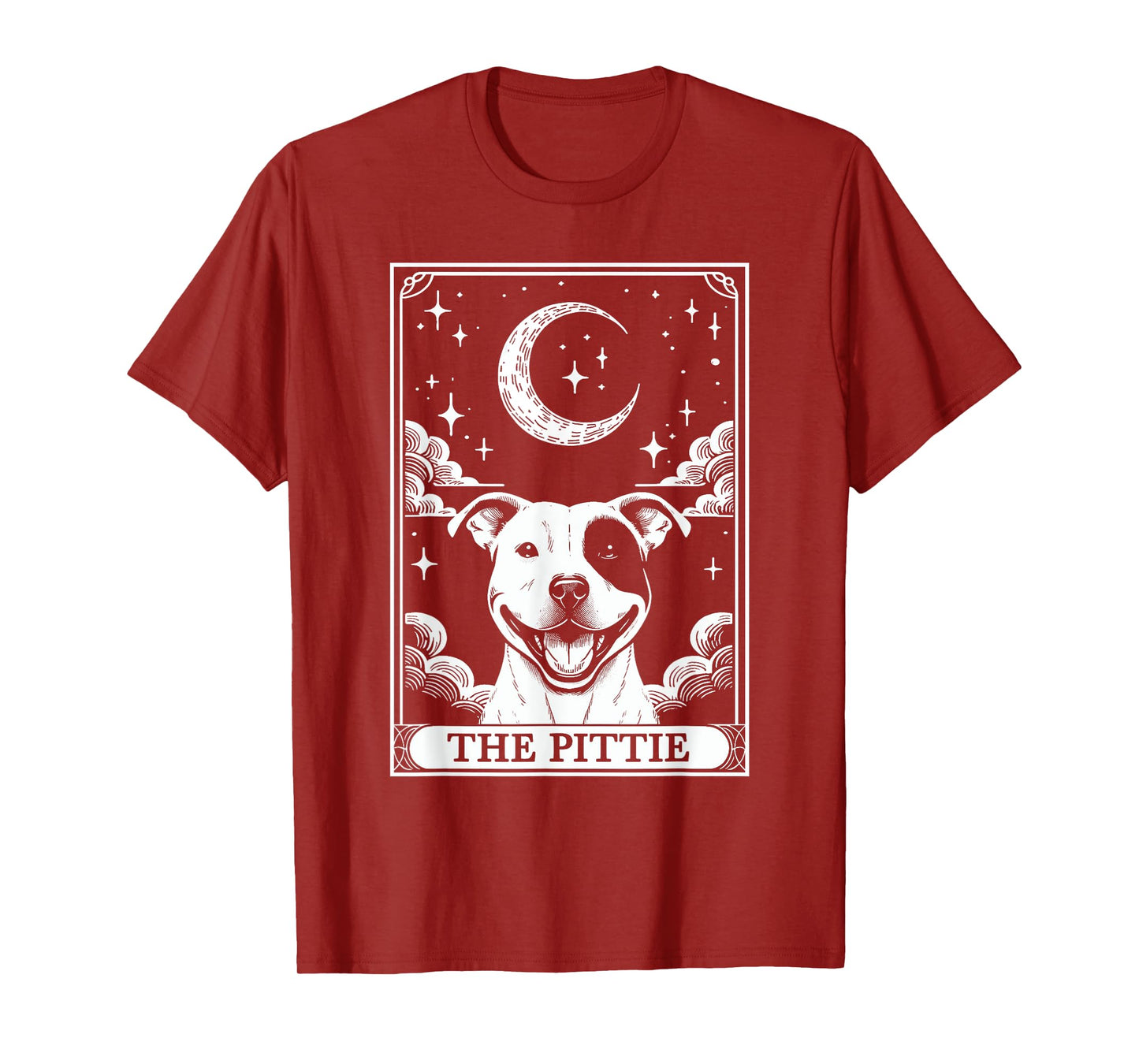 Tarot Card Vintage Crescent Moon Pit Bull Dog Pittie Mom T-Shirt for Men Women Kids