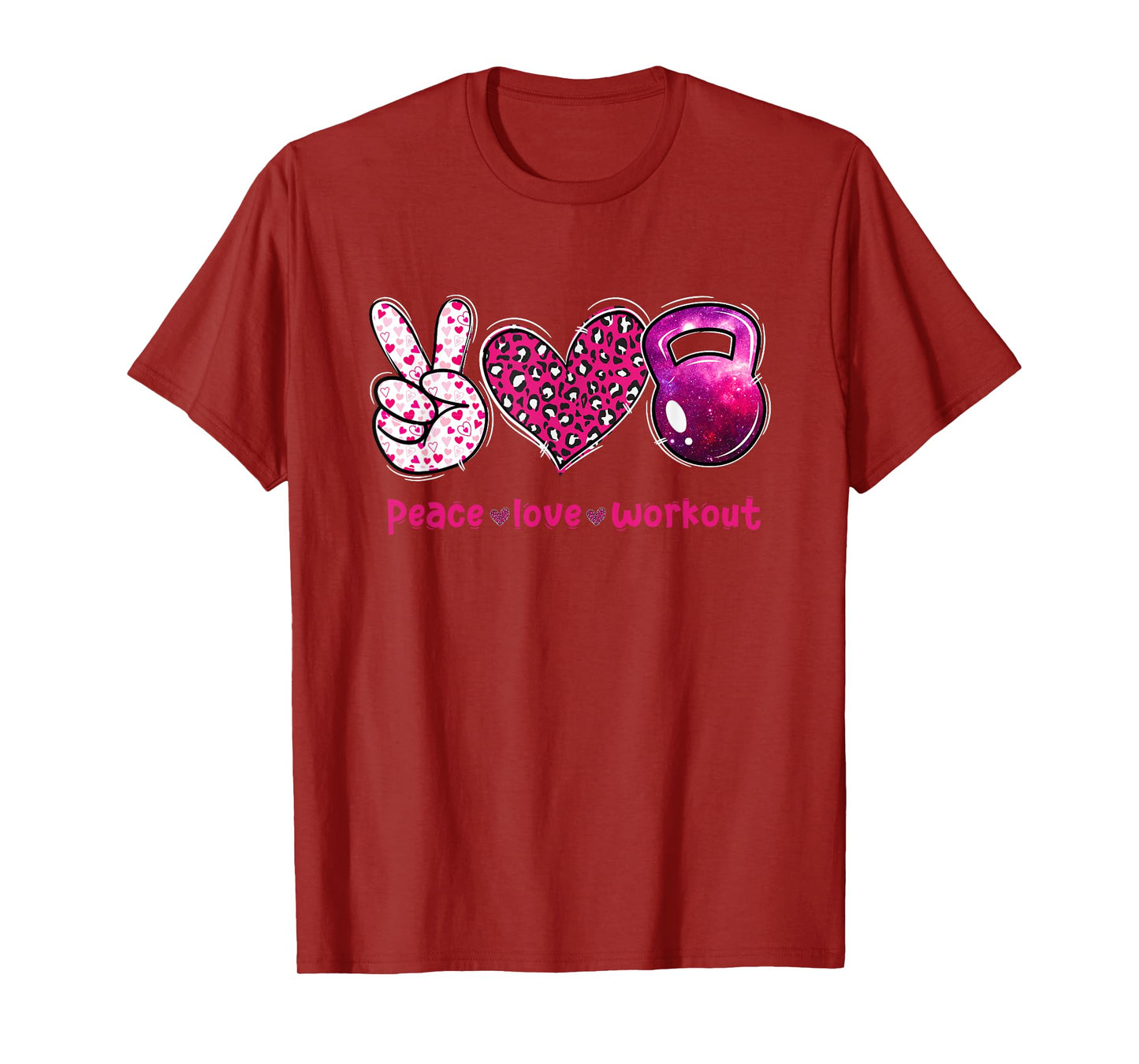 Funny Peace Love Workout Gym Lifting Gymer Valentines Day T-Shirt