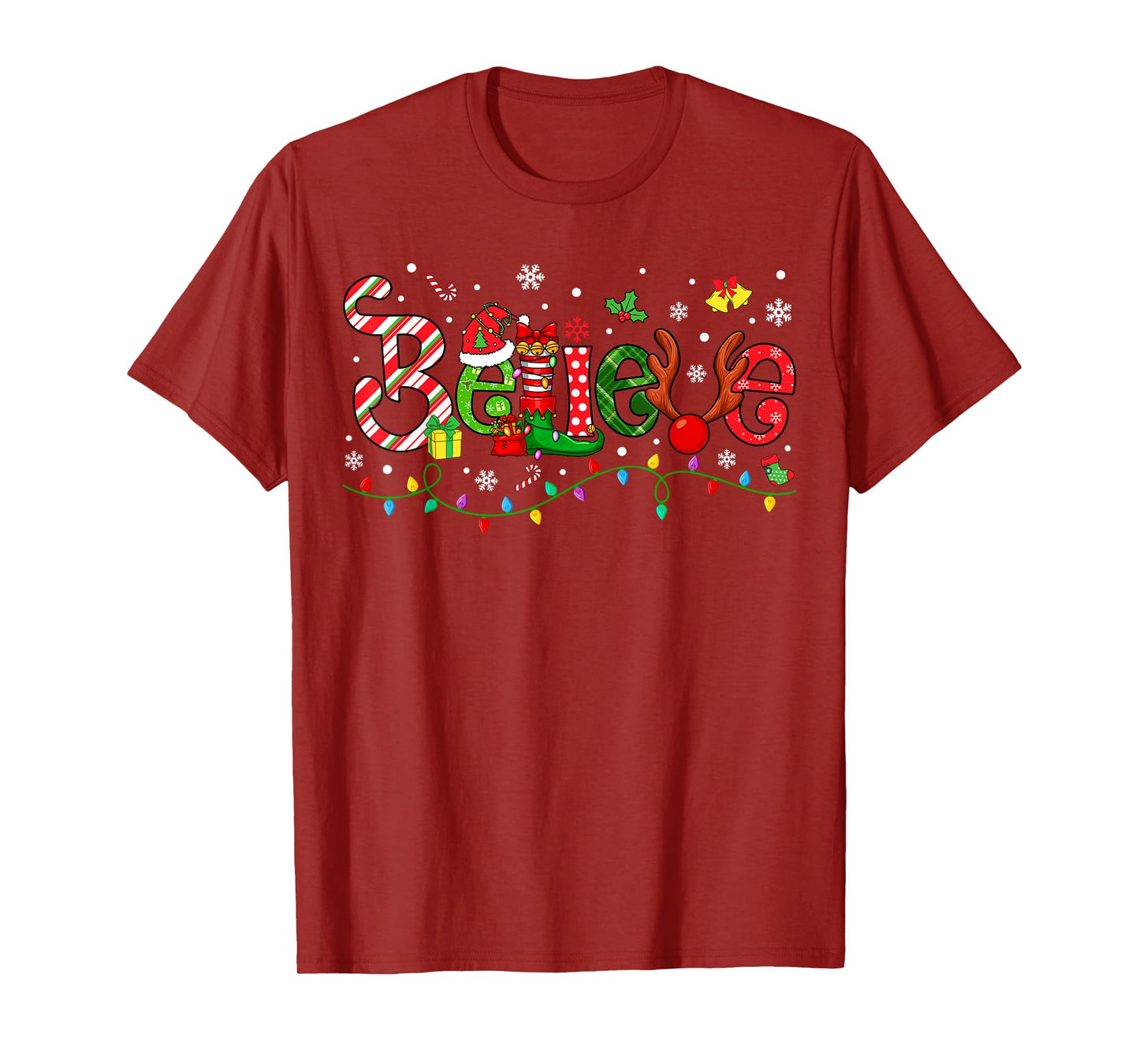 Believe Merry Christmas Santa Team Squad Matching Family T-Shirt