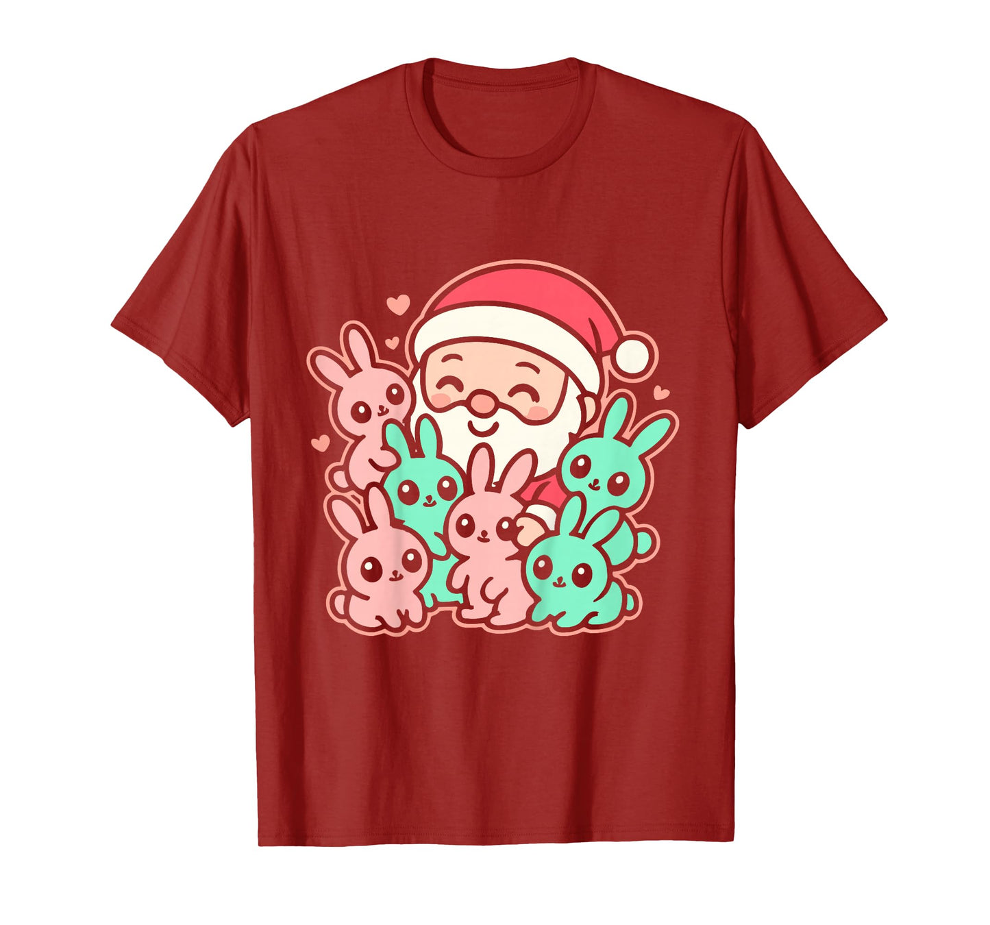 Kawaii Rabbit Christmas, Cute Bunny Rabbit Santa Claus T-Shirt