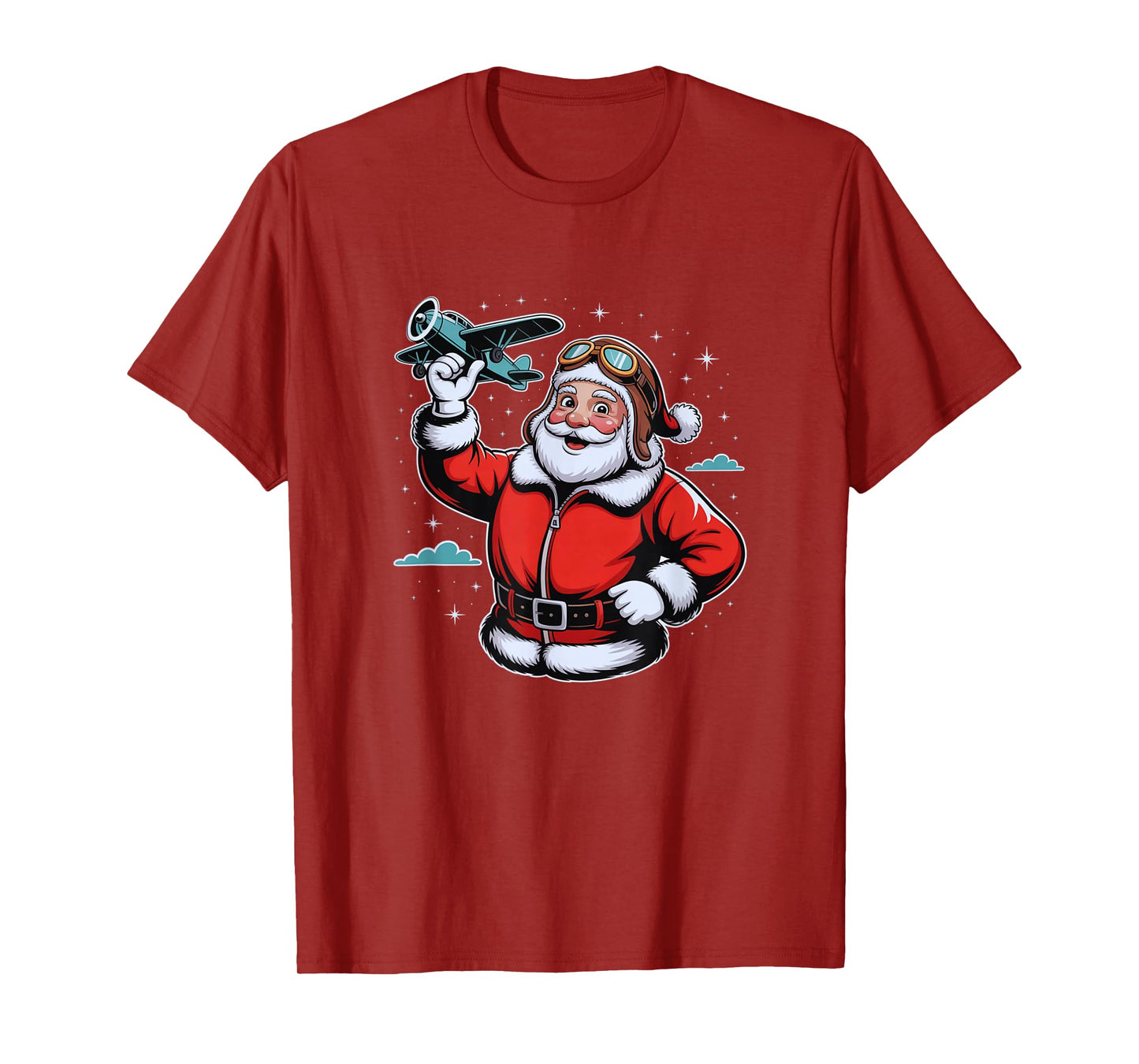 Pilot Christmas Funny Santa Claus Aviator Vintage Airplane T-Shirt