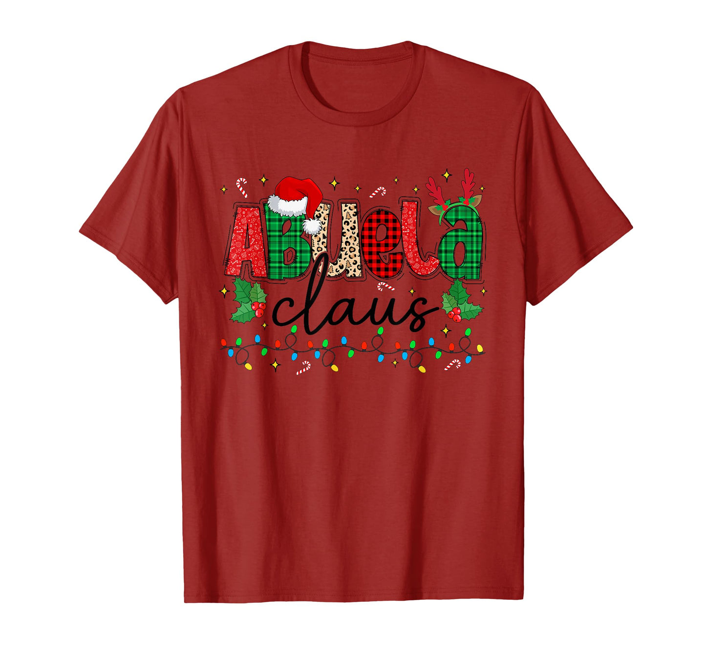 Abuela Claus Christmas Santa Hat Reindeer Grandma Grandkids T-Shirt
