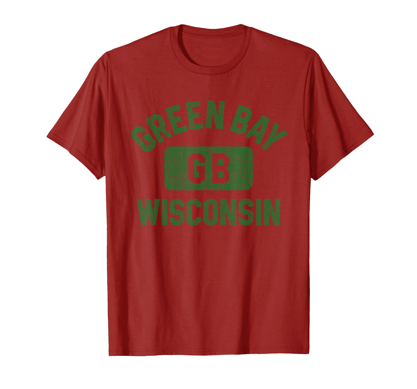 Green Bay Wisconsin GB Gym Style Distressed Green Print T-Shirt