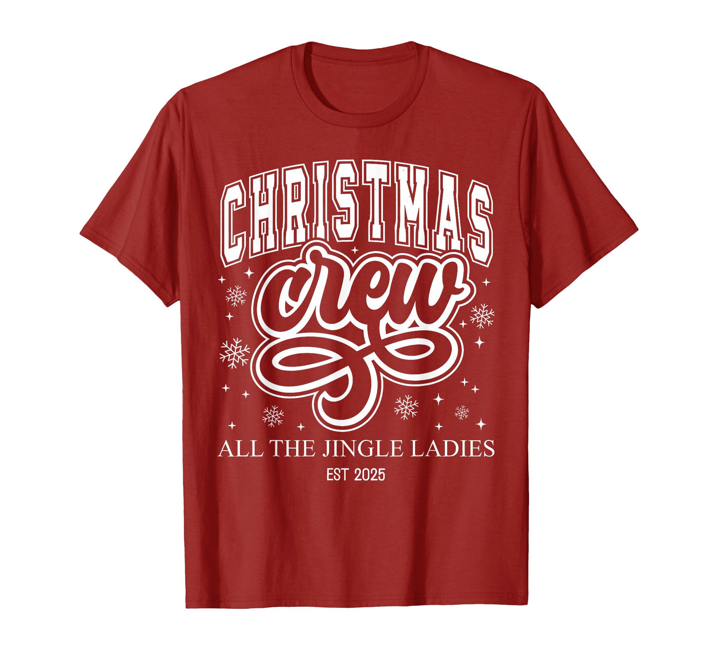 Retro All The Jingle Christmas Crew Ladies Est 2025 Winter T-Shirt