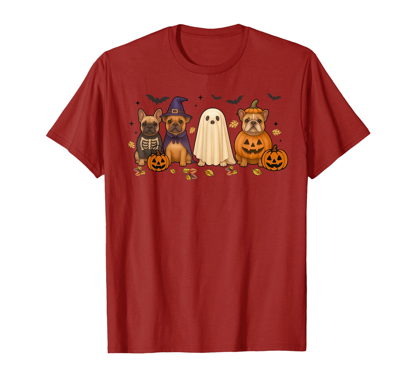 French Bulldog Ghost Witch Pumpkins Halloween Dog Costume T-Shirt