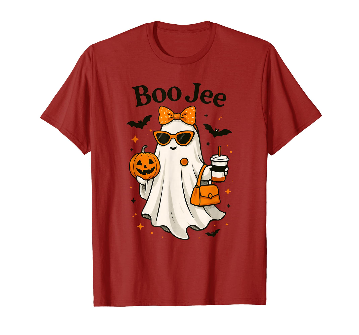 Coquette Leopard Ghost Coffee Boo-JEE Halloween Boujee T-Shirt