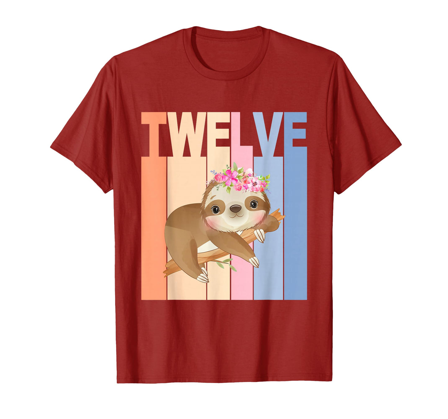 12 Year Old Cute Sloth Birthday Girl 12th Birthday Party T-Shirt