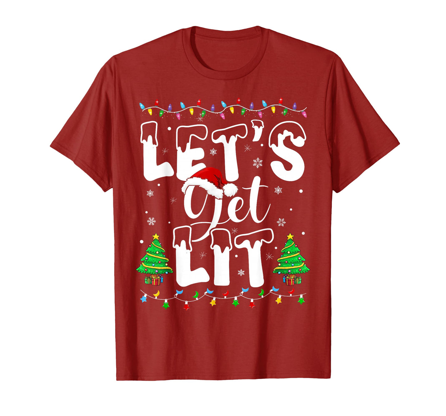 Let's Get Lit Christmas Funny Xmas Party Holiday Drinking T-Shirt