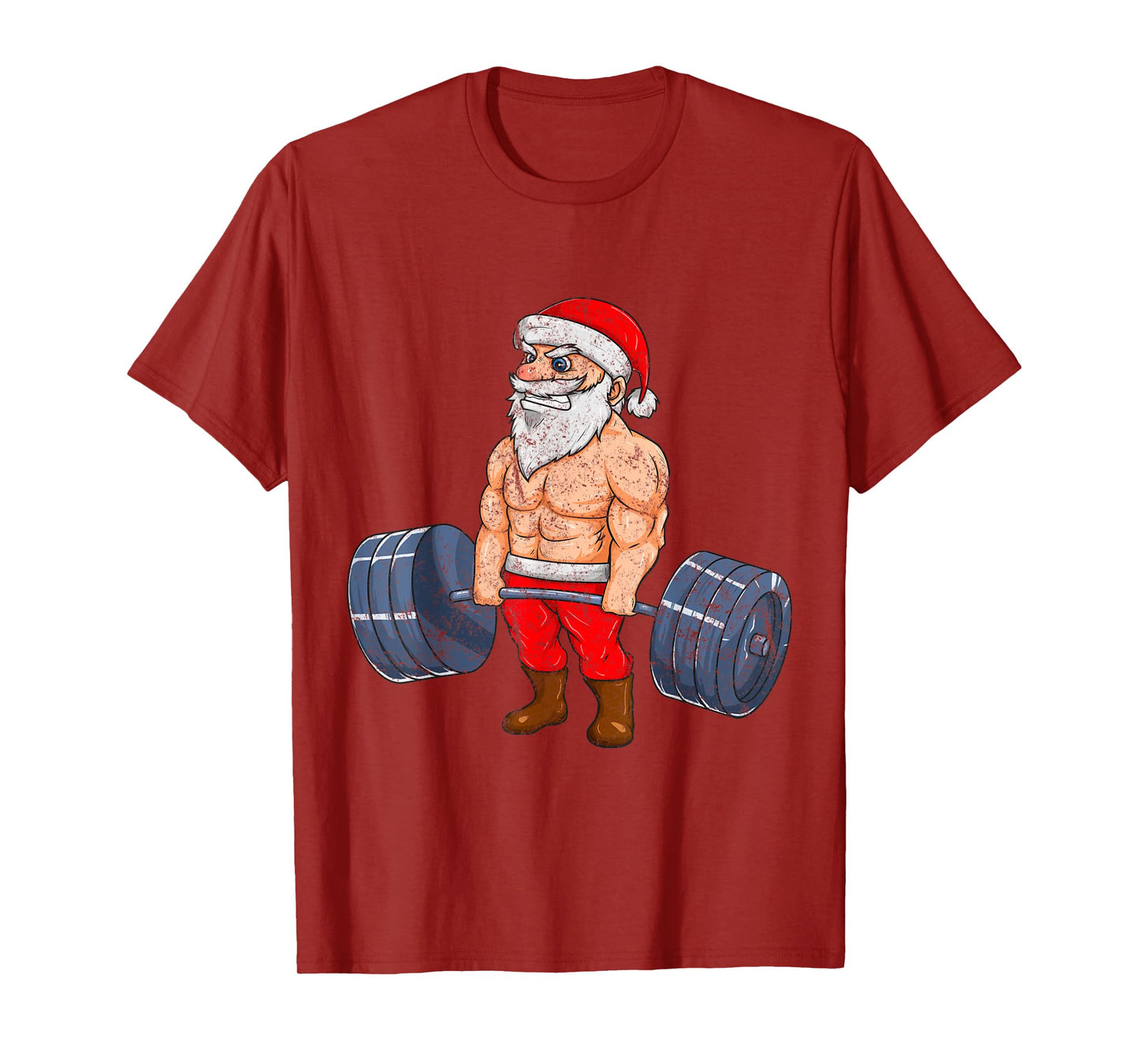 Vintage Santa Weightlifting Bodybuilder Muscle Fitness T-Shirt